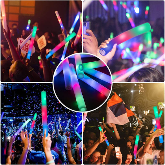 100PCS LED Foam Sticks, Foam Light Up Sticks