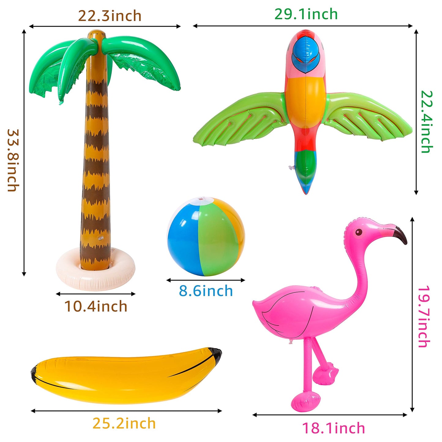 10 Pcs Inflatable Palm Tree Flamingo Banana