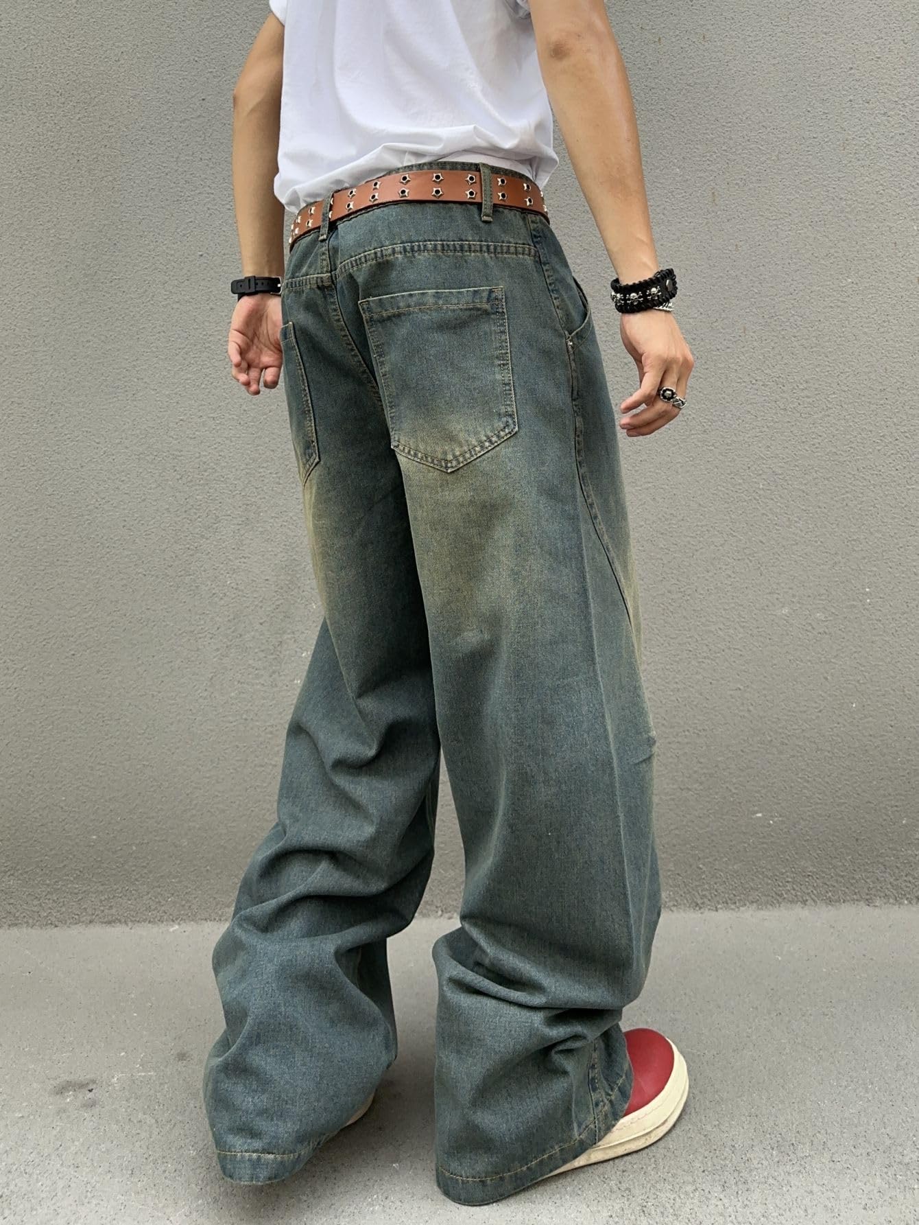 Men's Irregular Sutures Y2k Hip Hop Baggy Jeans