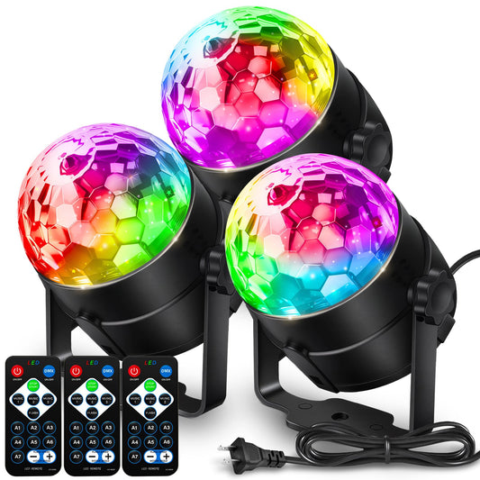 Disco Ball DJ Party Lights Sound Activated 3-Pack