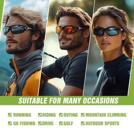 Foliful 3 Pack Polarized Sports Sunglasses for Men, Mens