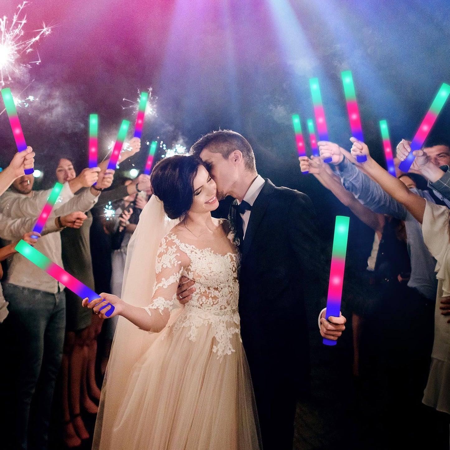 100PCS LED Foam Sticks, Foam Light Up Sticks