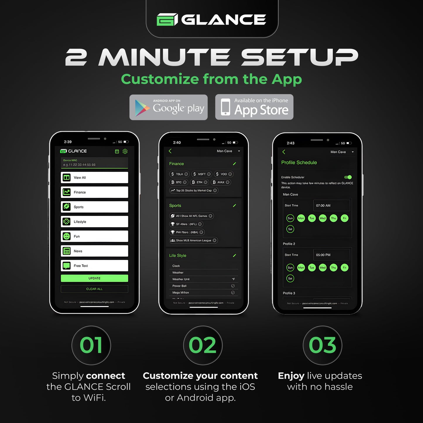 Glance Scroll led ticker