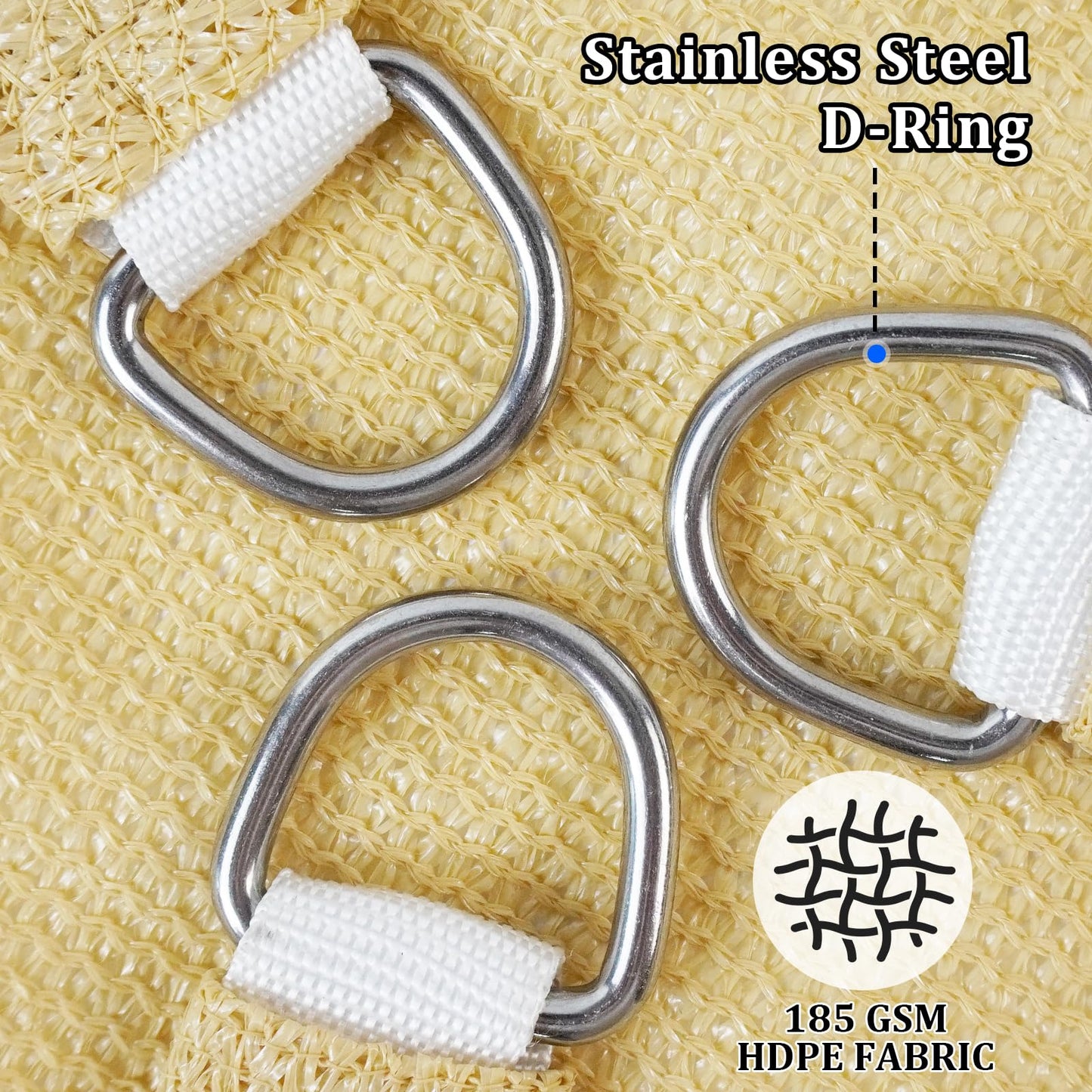 Shade&Beyond Triangle Sun Shade Sail 16'X16'X16' Permeable Canopy Sand