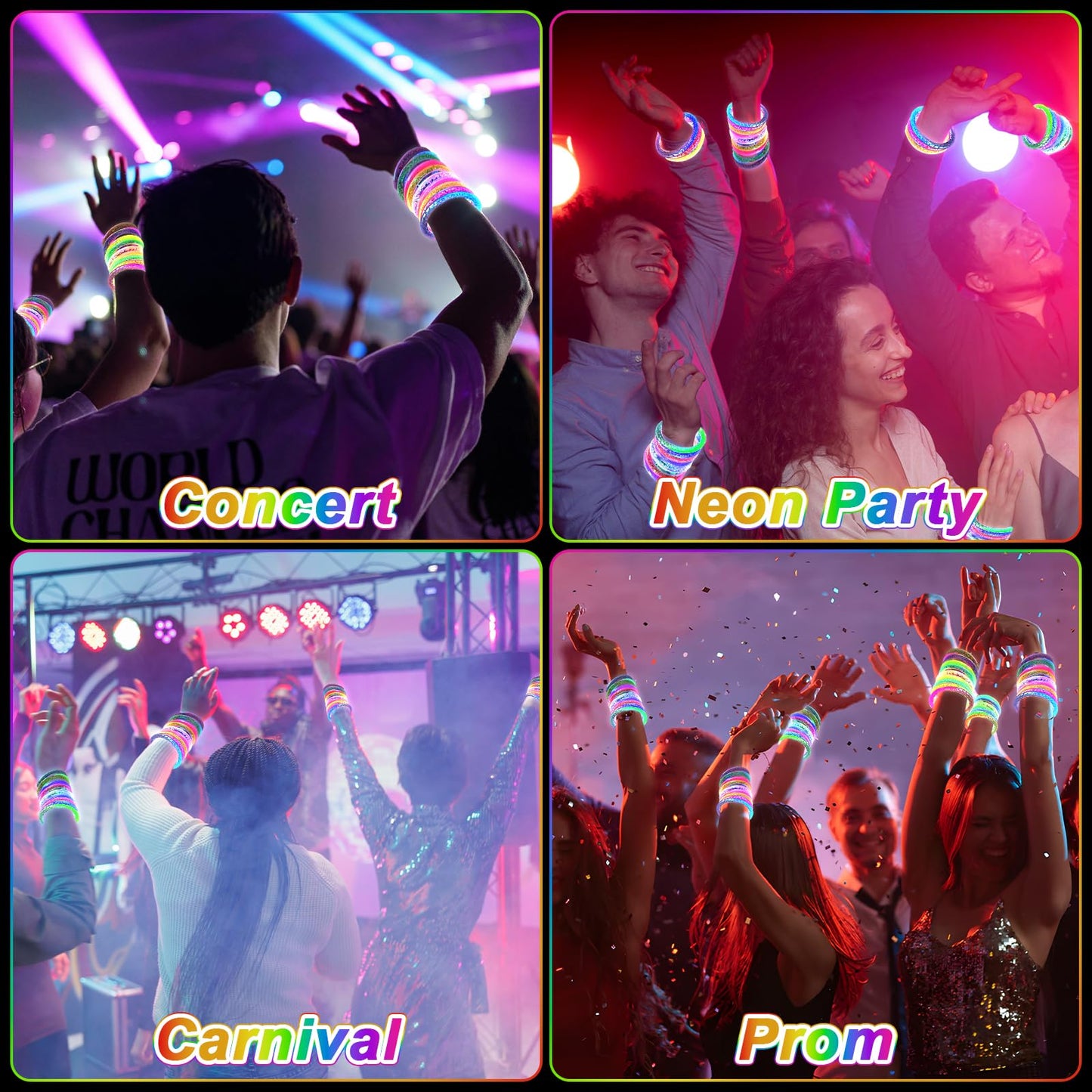 90 Pack Glow Bracelets, Glow in the Dark