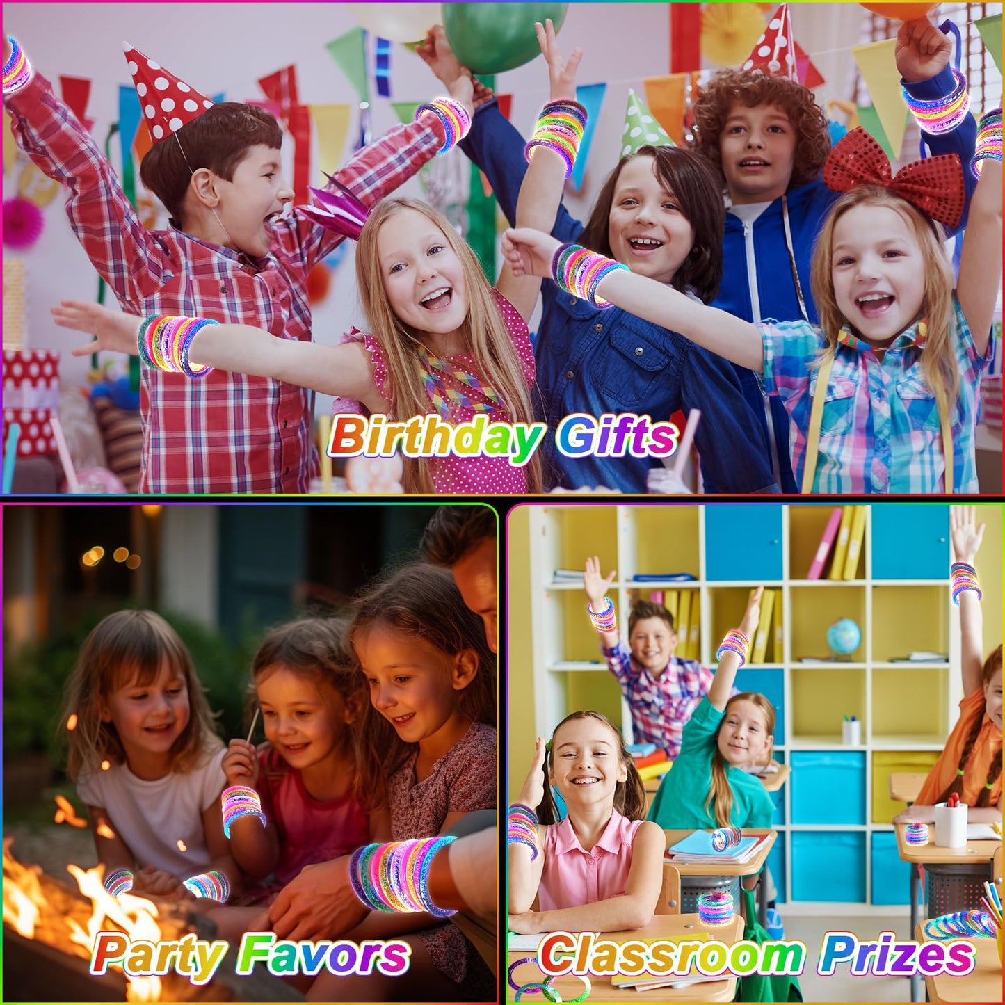 90 Pack Glow Bracelets, Glow in the Dark