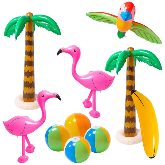 10 Pcs Inflatable Palm Tree Flamingo Banana