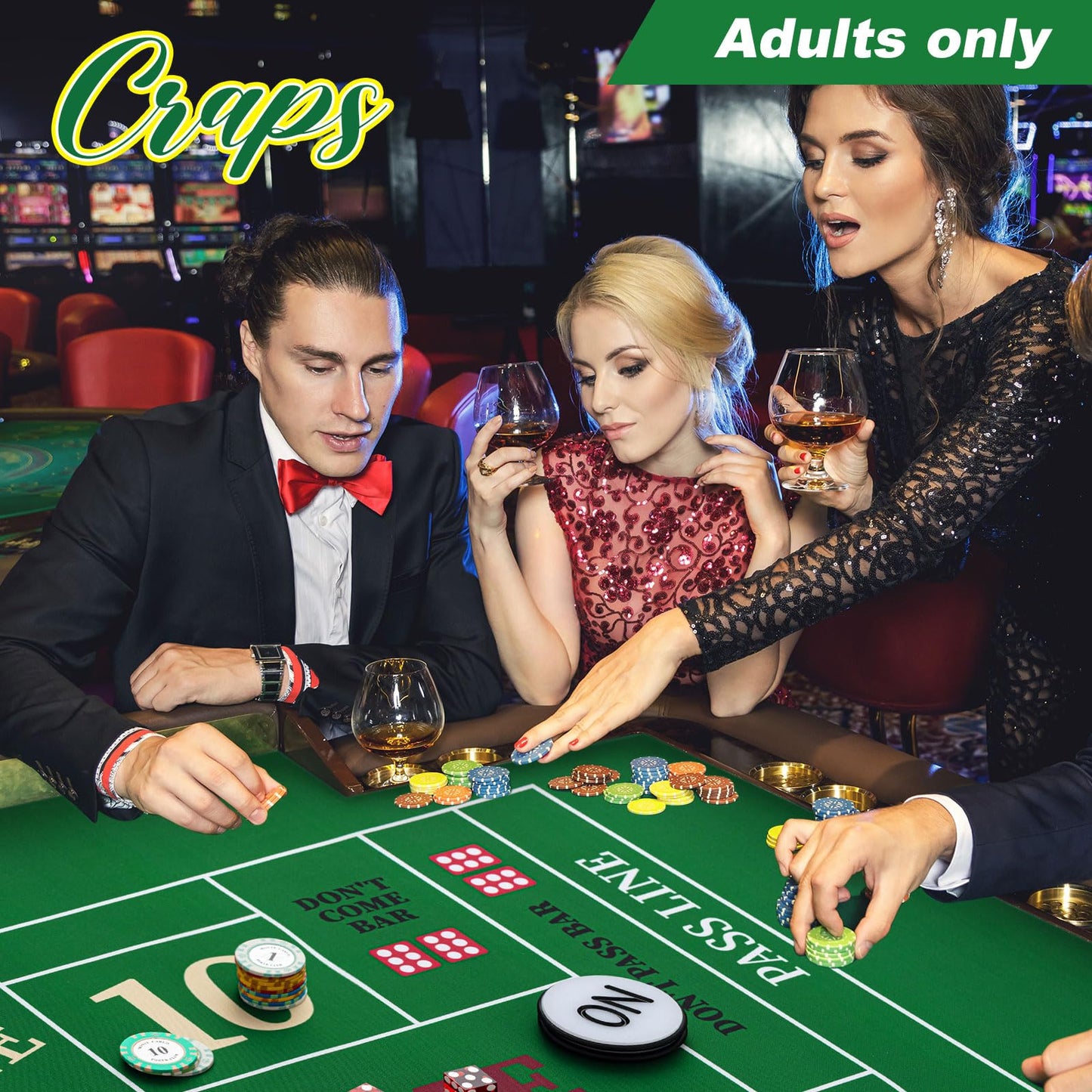 Leyndo Craps Tabletop Game Set, Includes 35"x70" Rubber Craps