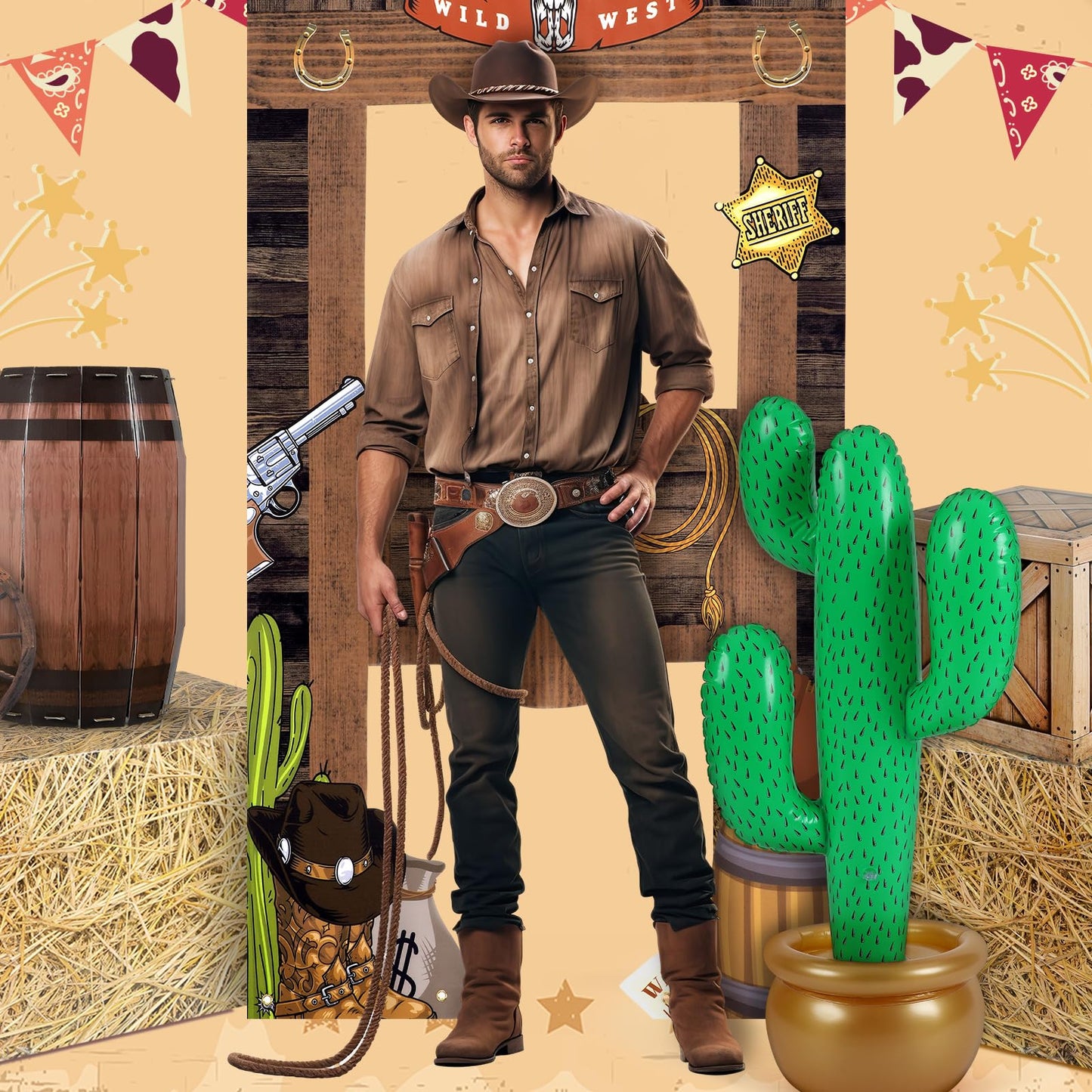 7 Pcs Western Cowboy Rodeo Party Supplies Decoration