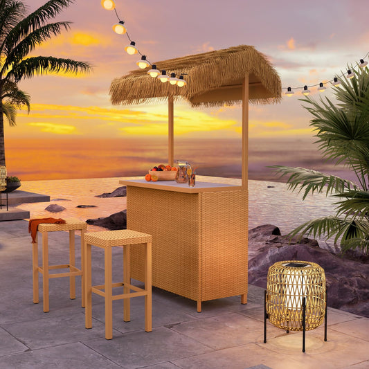 Grand patio Outdoor Tiki Bar Set with Widen Ceramic