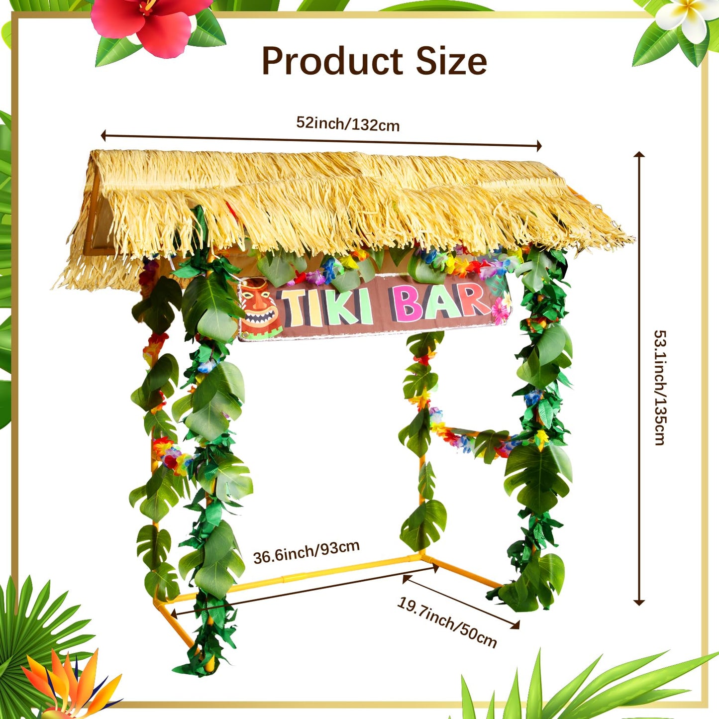 50PCS Tiki Bar Hut Kit, Tiki Hut Decoration
