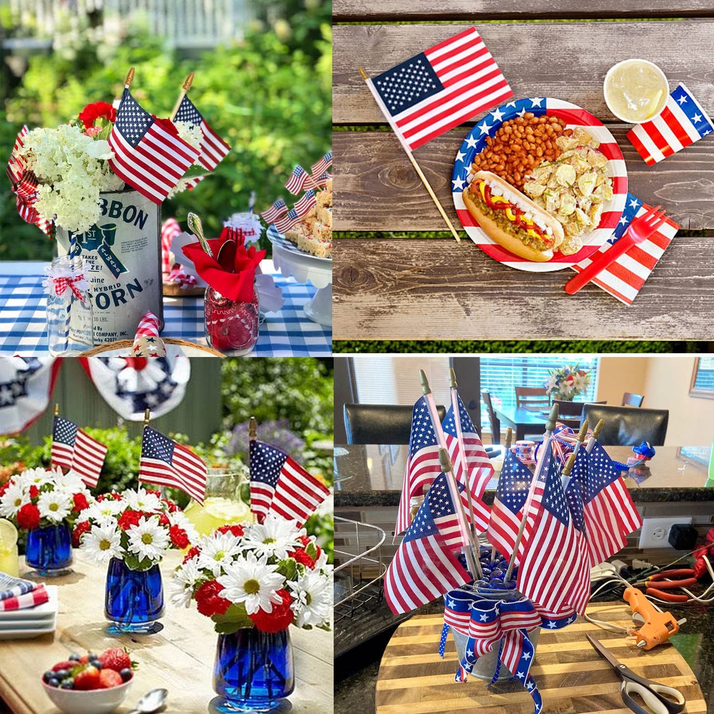 500 Pcs Small American Flags on Stick, Small US