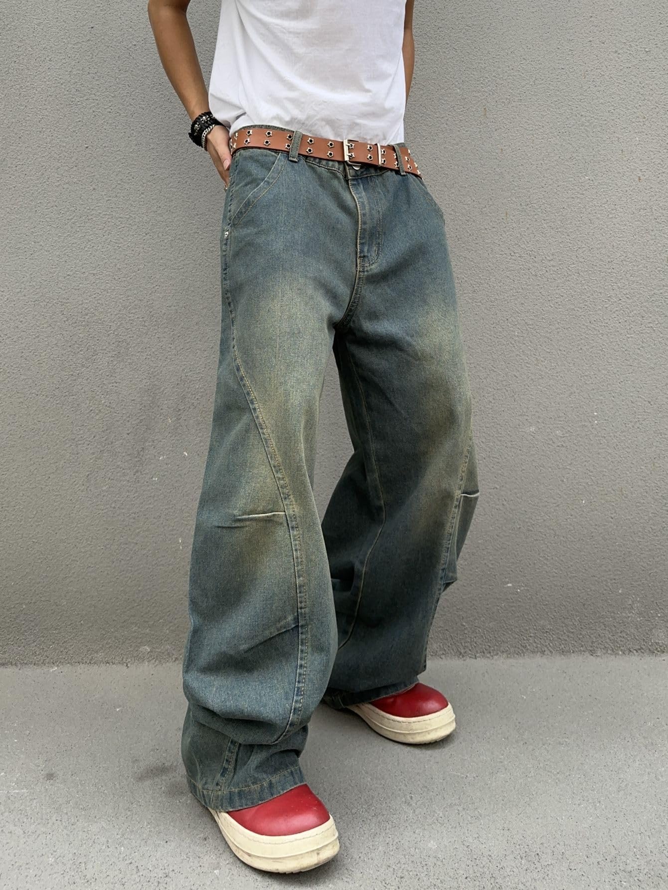 Men's Irregular Sutures Y2k Hip Hop Baggy Jeans