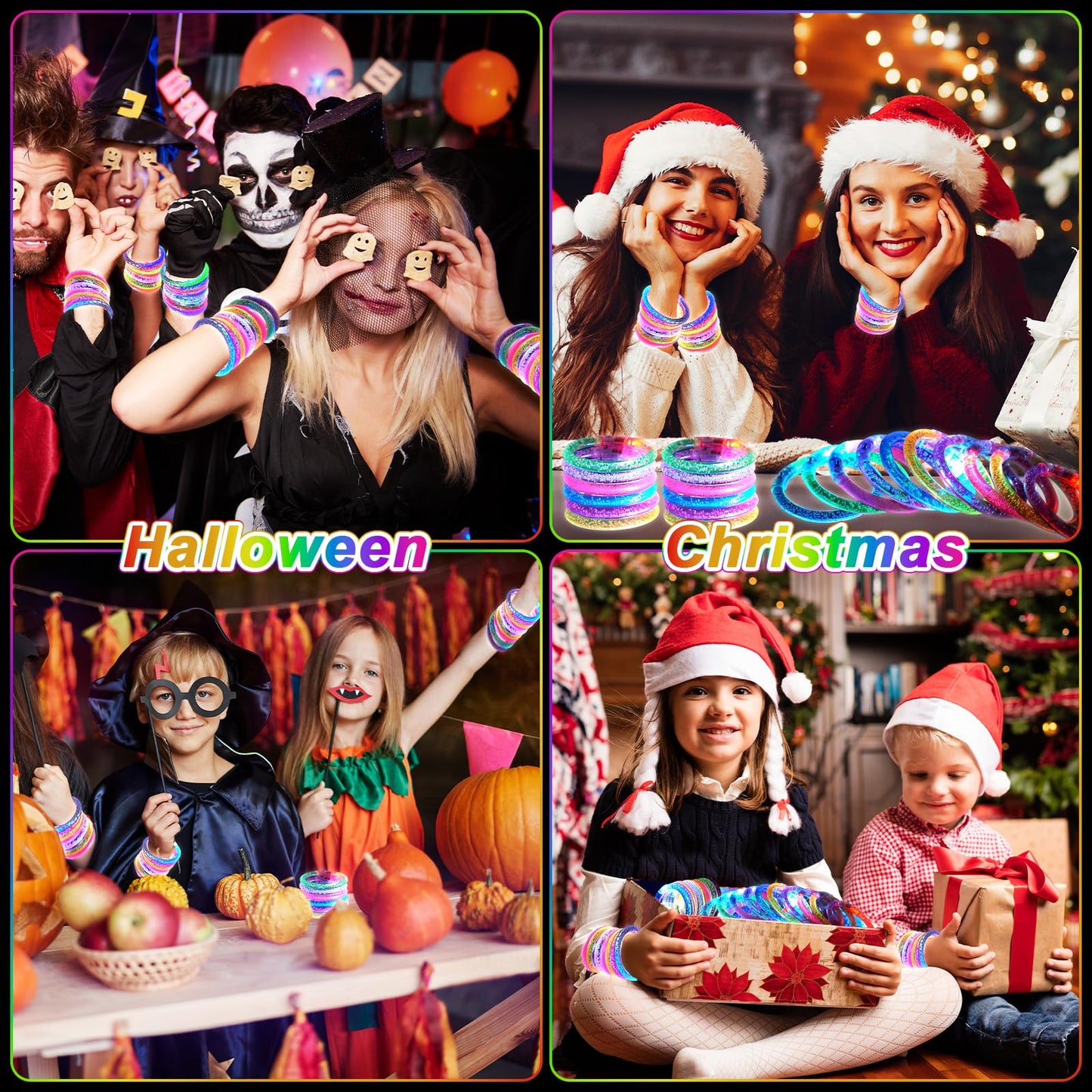 90 Pack Glow Bracelets, Glow in the Dark