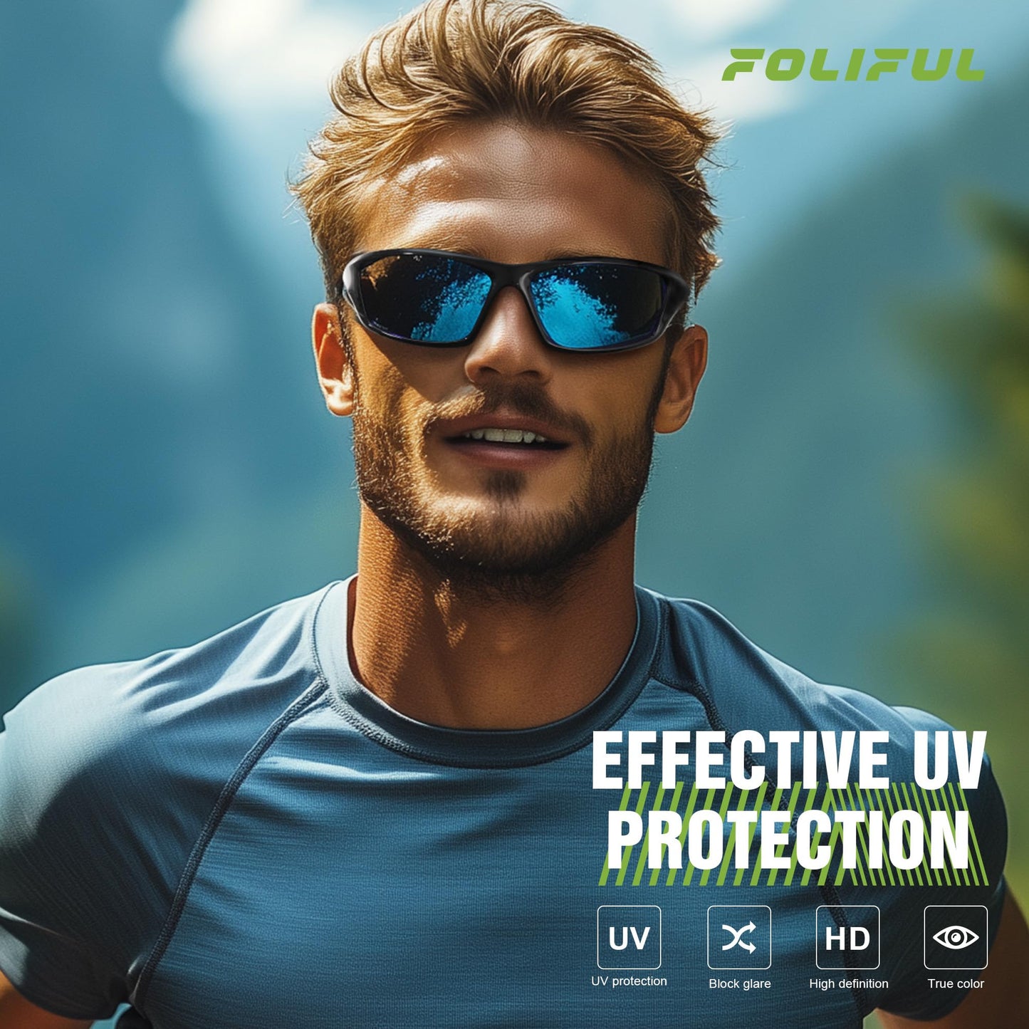 Foliful 3 Pack Polarized Sports Sunglasses for Men, Mens
