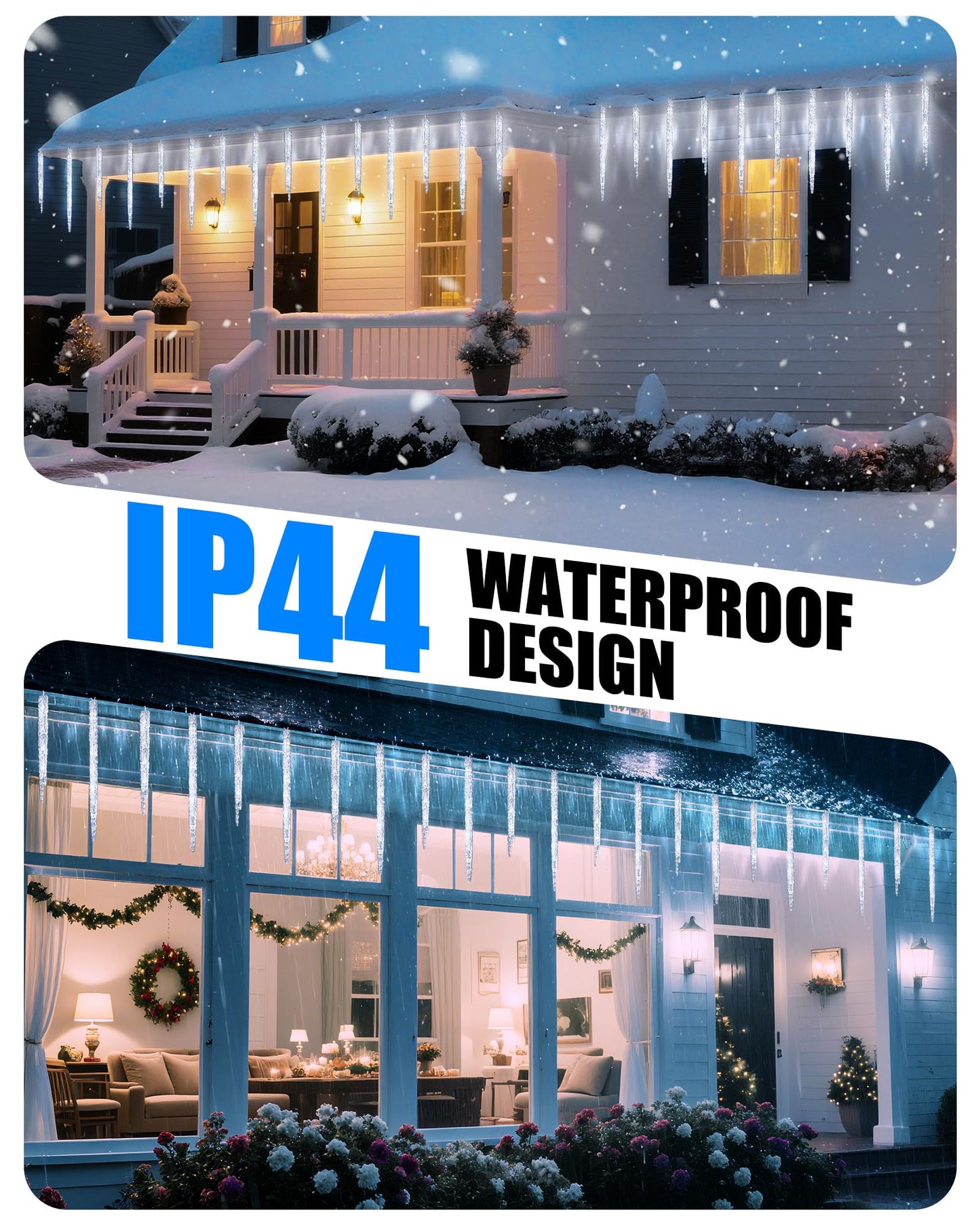 Minetom Icicle Lights Outdoor with Clips, 20ft 100 LED