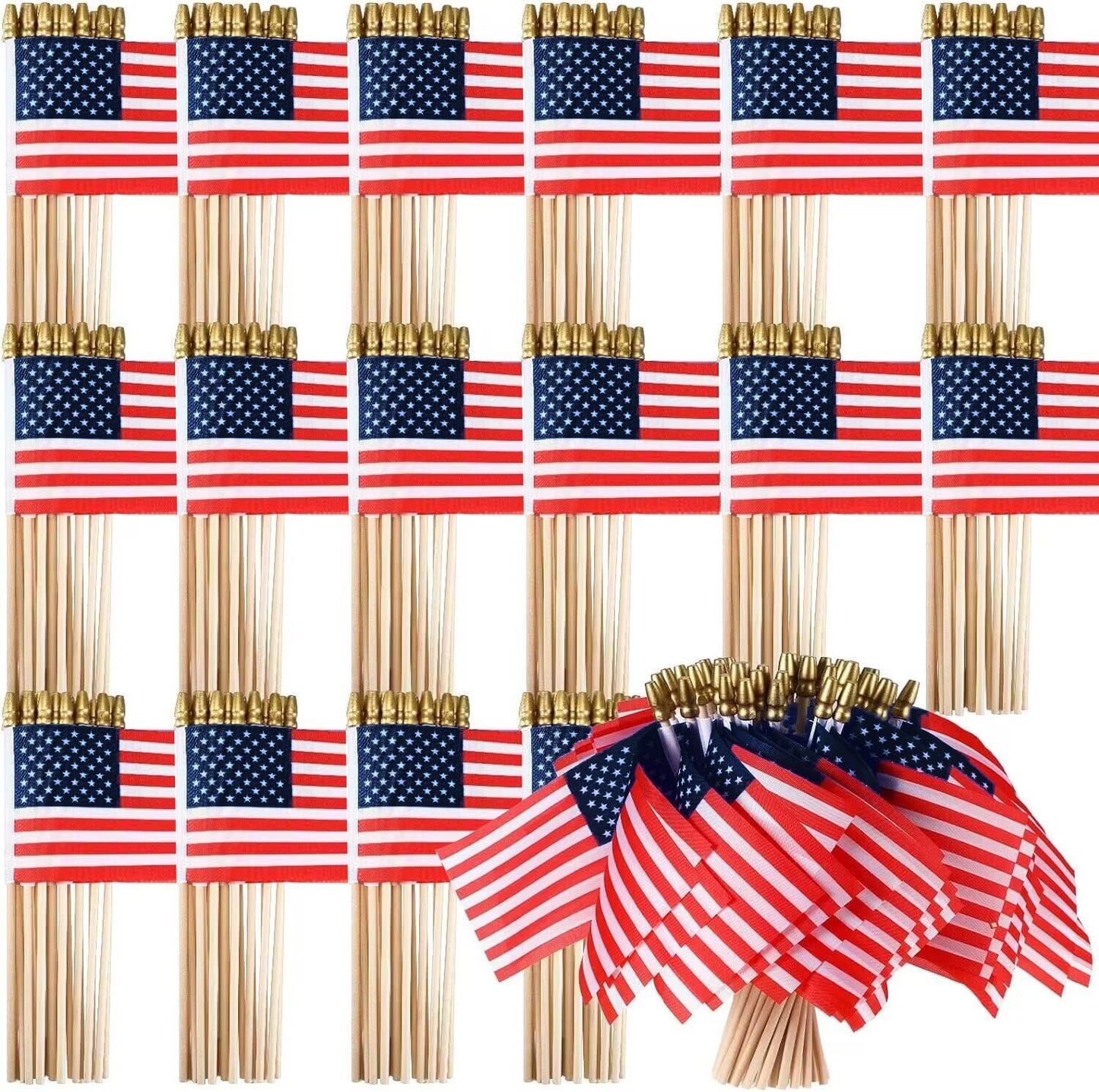 500 Pcs Small American Flags on Stick, Small US