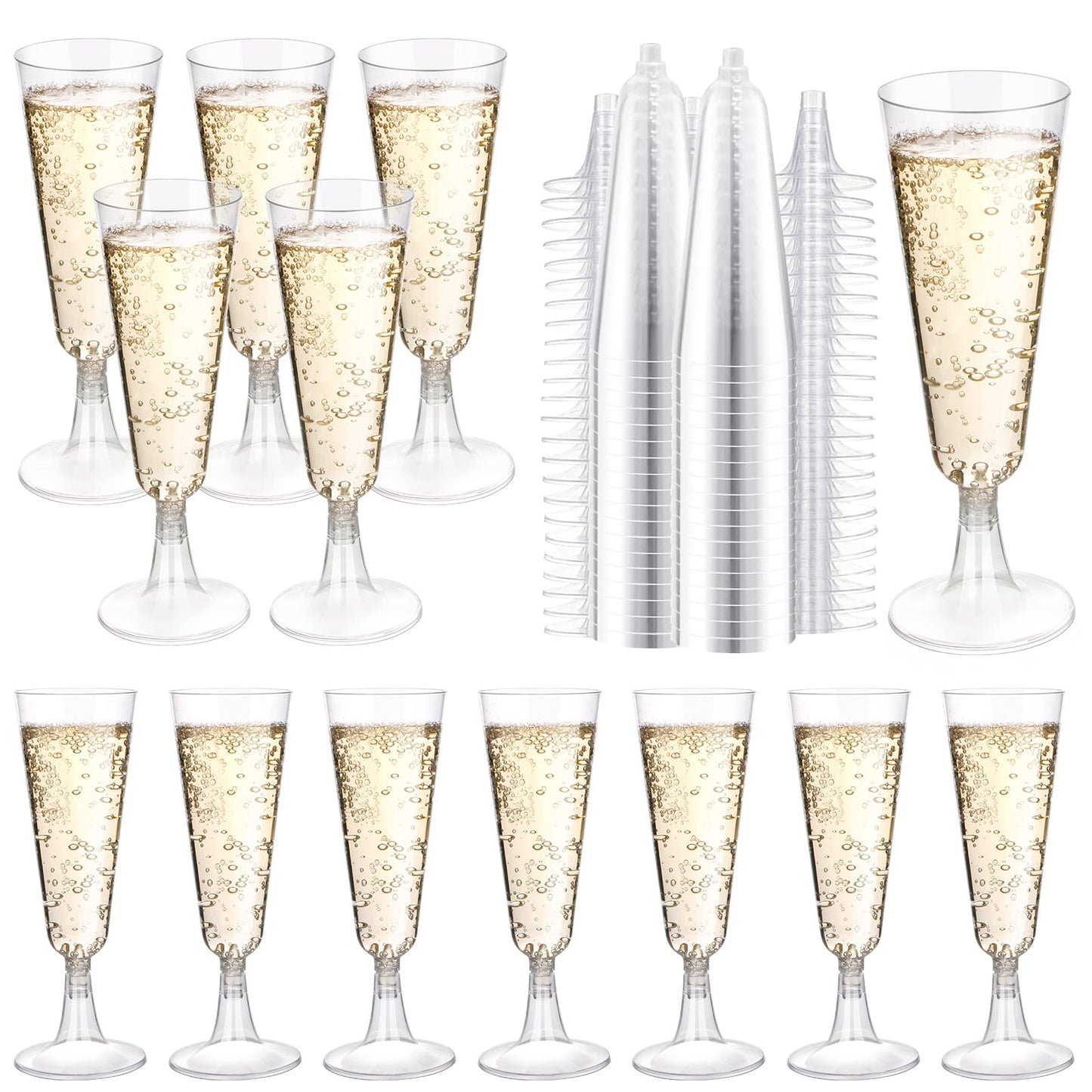 SUREHOME Plastic Champagne Flutes 200 Pack Champagne Glasses Disposable