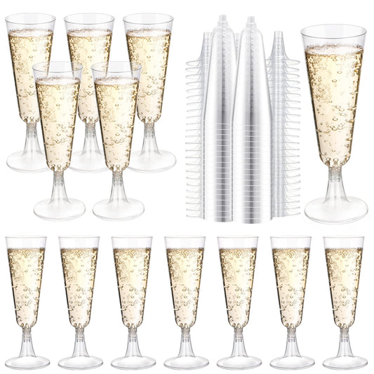 SUREHOME Plastic Champagne Flutes 200 Pack Champagne Glasses Disposable