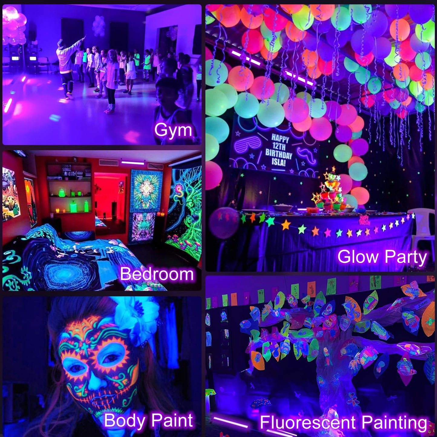 8 Pack 40W LED Black Light Bar, Black Lights