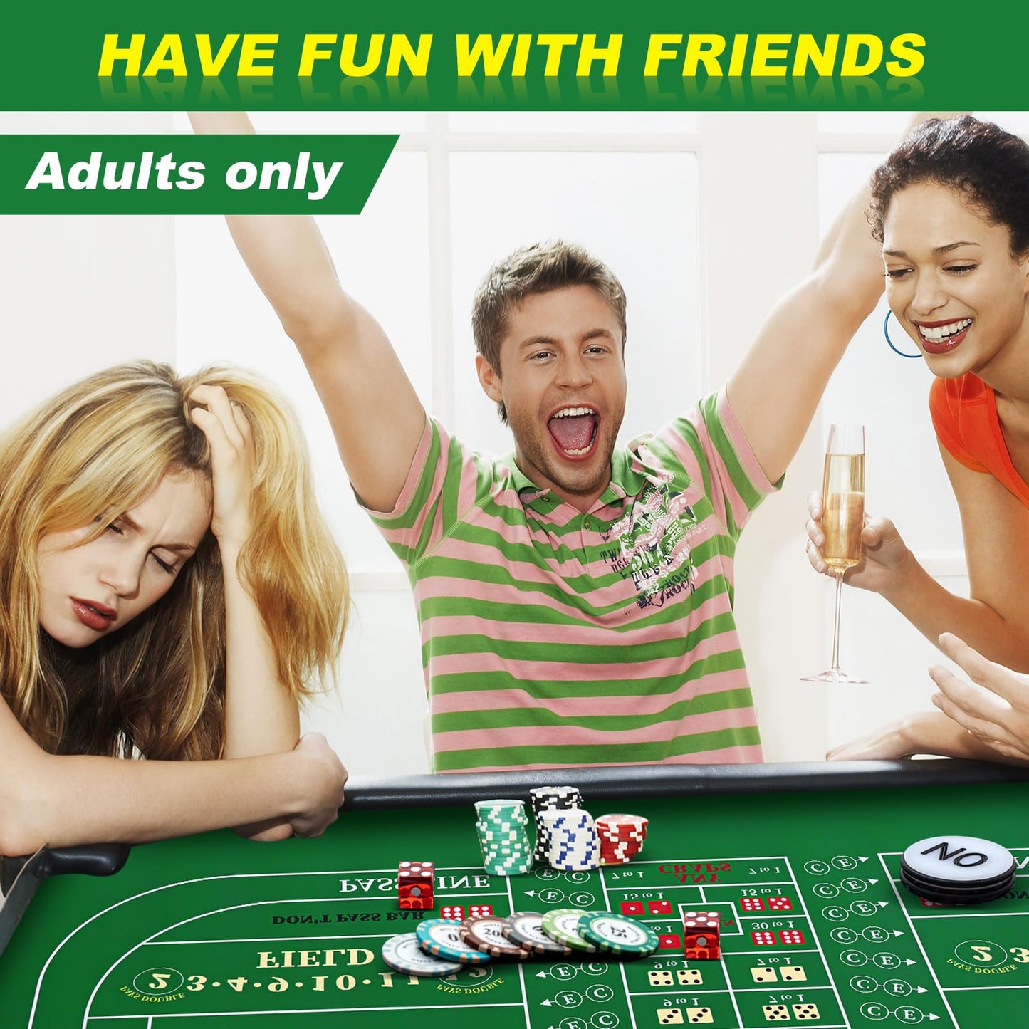 Leyndo Craps Tabletop Game Set, Includes 35"x70" Rubber Craps