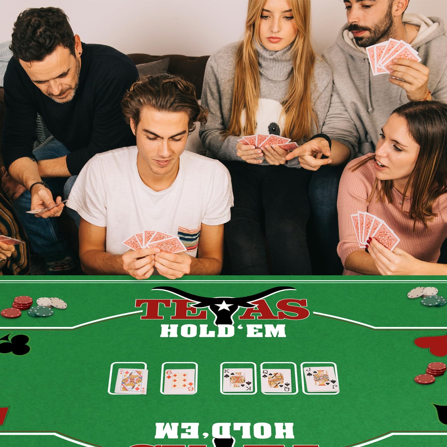 Gamie Double Sided Felt Casino Mat, 36” x 72” poker table