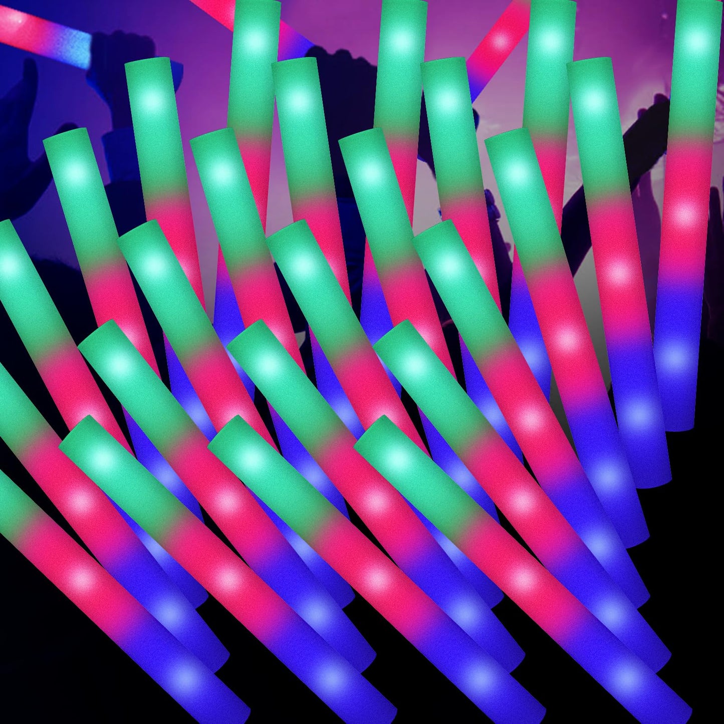 100PCS LED Foam Sticks, Foam Light Up Sticks