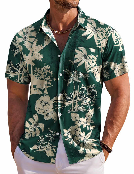 COOFANDY Men's Short Sleeve Hawaiian Shirts for Men Casual