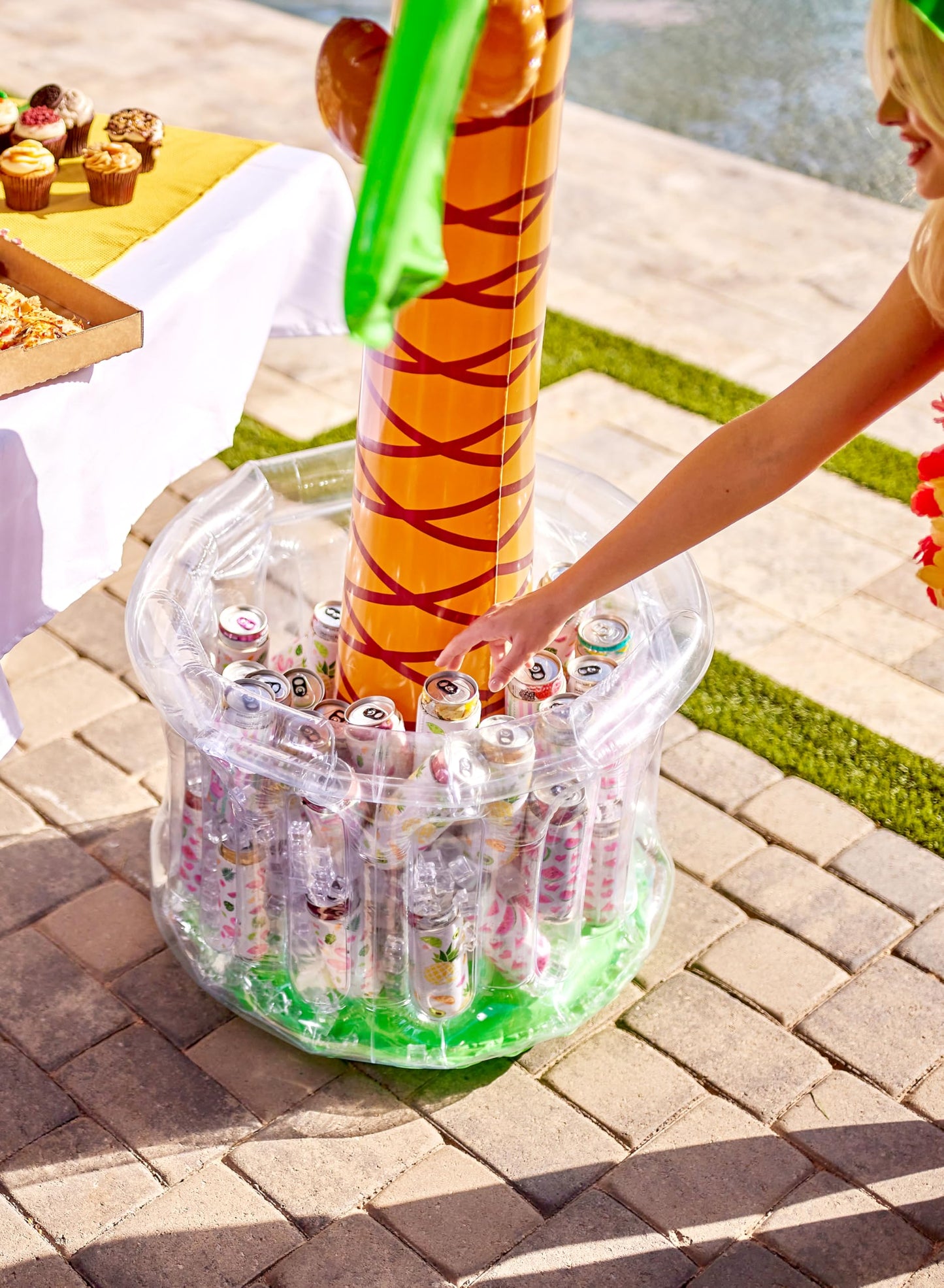 60" Inflatable Palm Tree Cooler, Beach Theme Decor