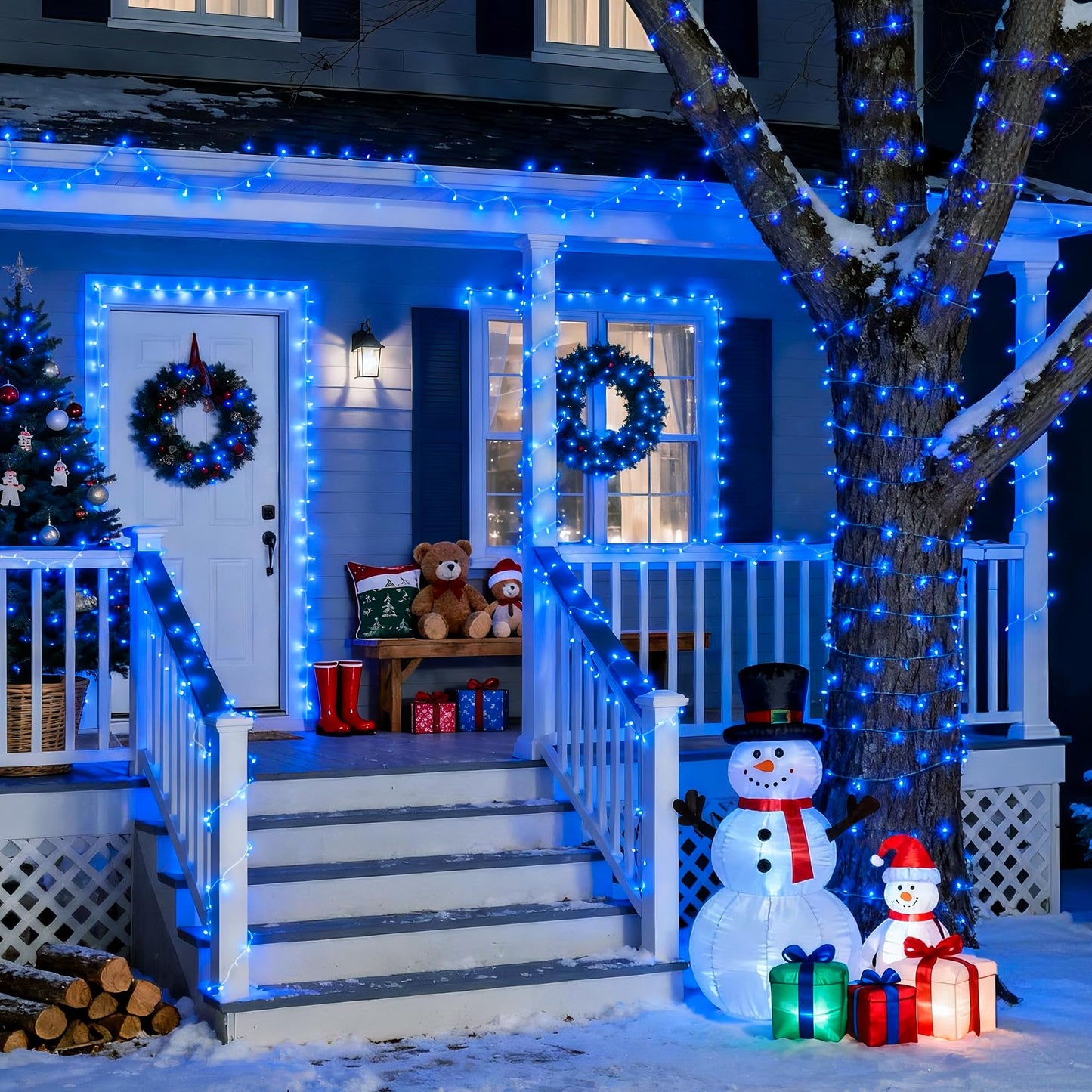Blue Christmas String Lights Indoor Outdoor, 66ft 200