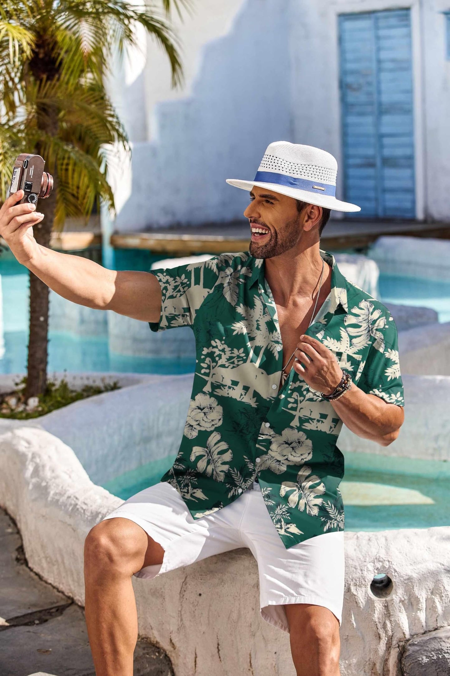 COOFANDY Men's Short Sleeve Hawaiian Shirts for Men Casual