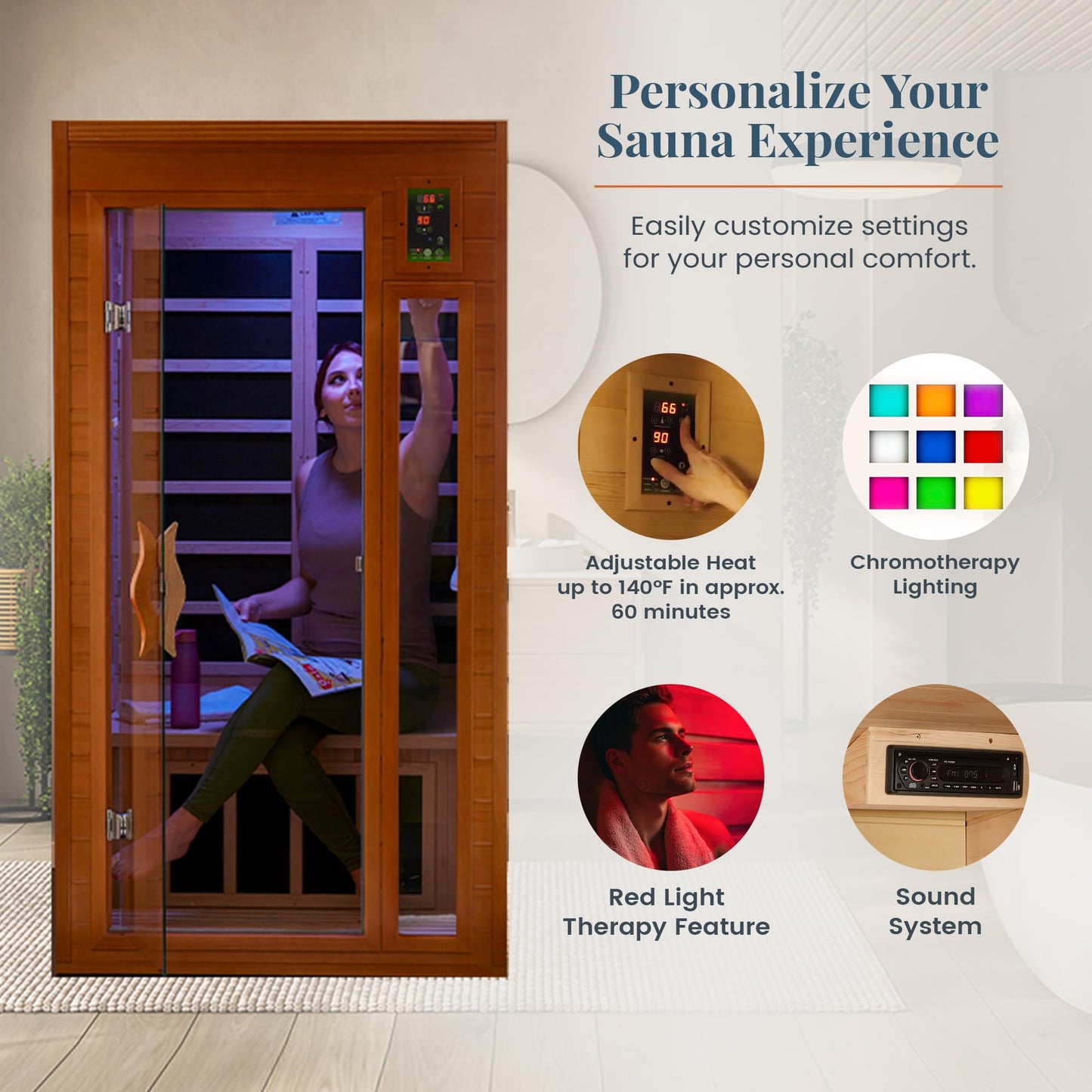 Dynamic Saunas Barcelona 1- to 2-Person Low EMF FAR speaker