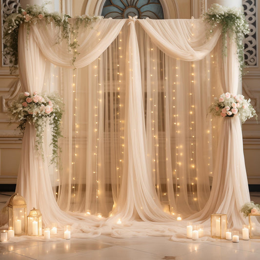 Shillance 10ft x 10ft Champagne Backdrop Curtain with Lights