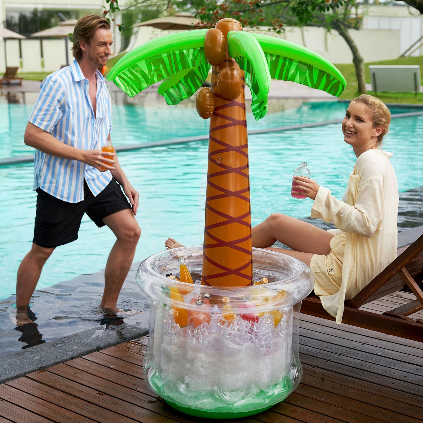 60" Inflatable Palm Tree Cooler, Beach Theme Decor