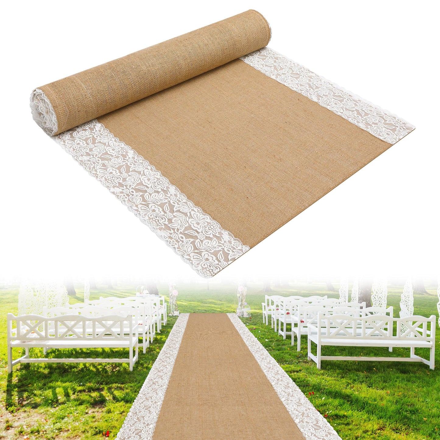 20 Ft x 36 in Natural Burlap Wedding Runner