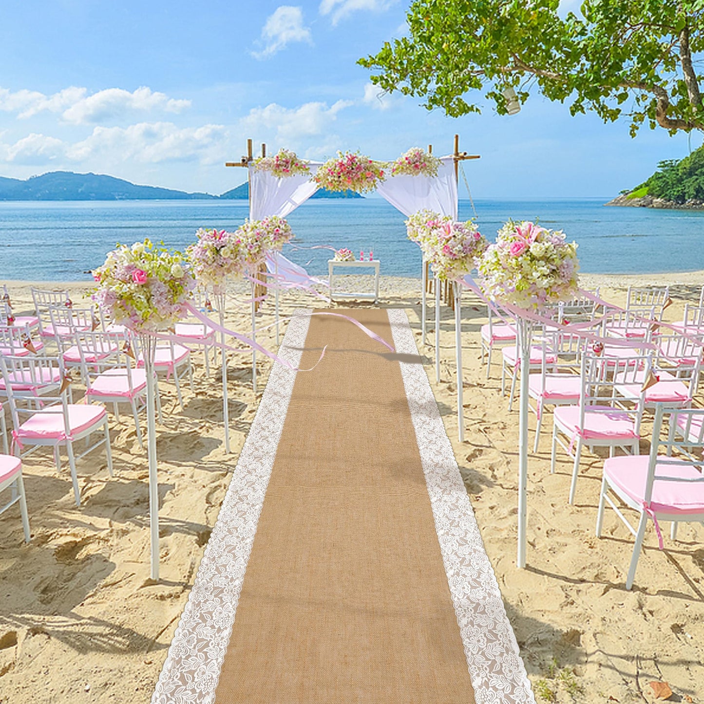 20 Ft x 36 in Natural Burlap Wedding Runner