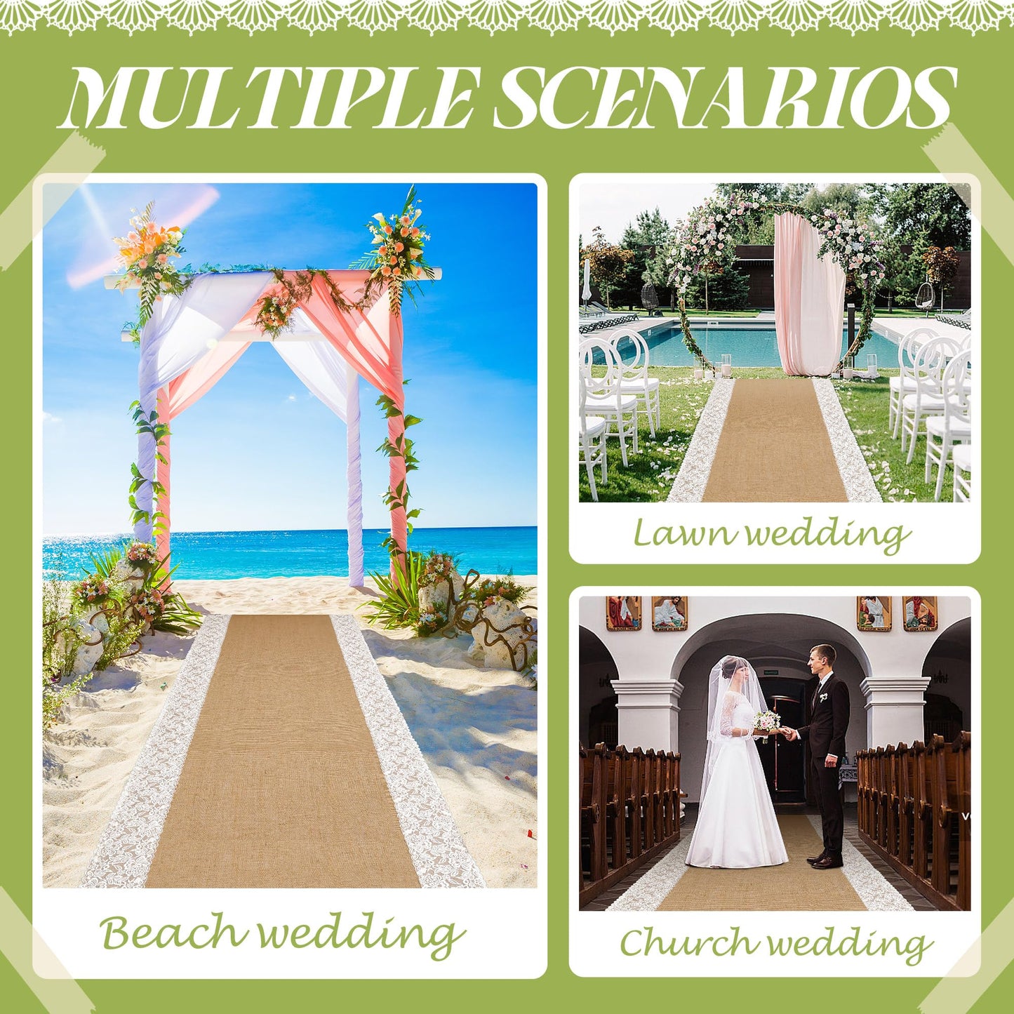 20 Ft x 36 in Natural Burlap Wedding Runner