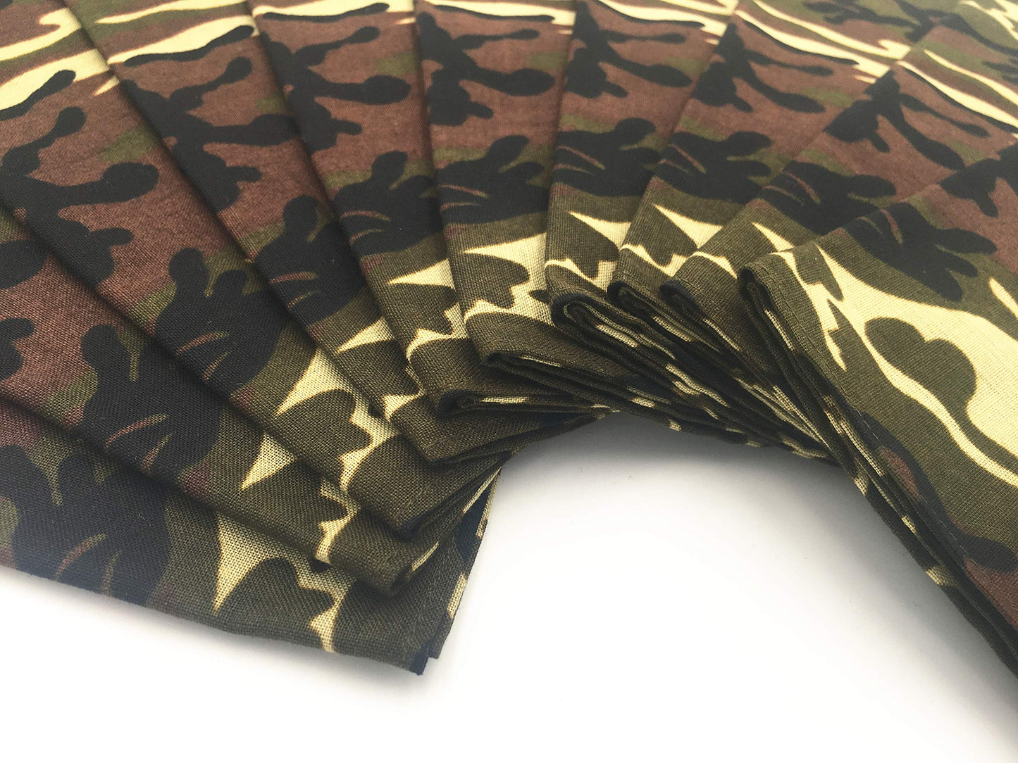 100% Cotton 10 Pack Fine Bandanas（Camouflage）