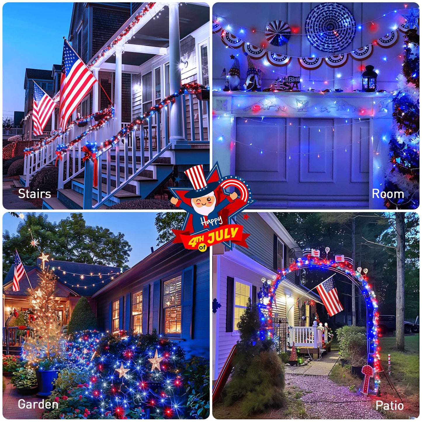 Red White and Blue Lights Clear Wire, 66