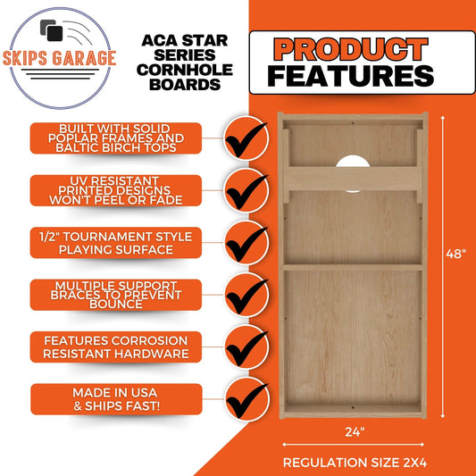 White Rustic Wood American Flag Cornhole Boards - ACA Star Series