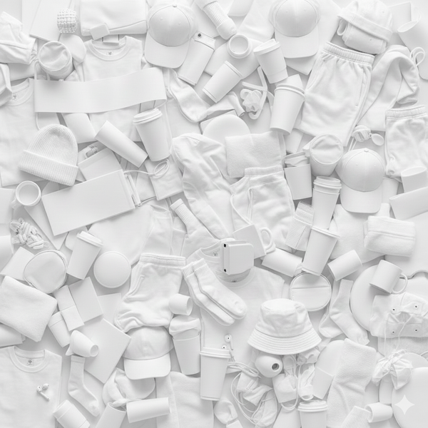 Pile of white plastic toy figures and accessories