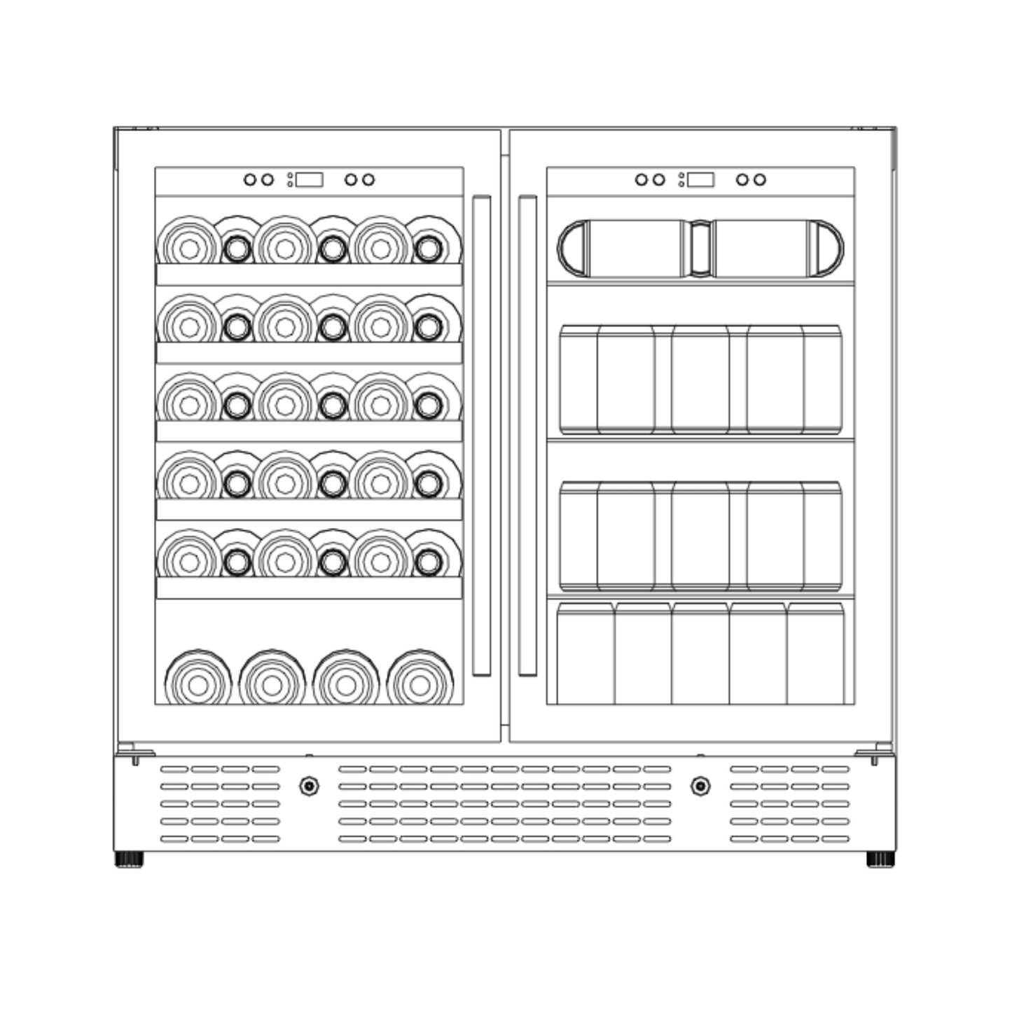 36-inch Beer and Wine Cooler Combination with Low-E Glass Door