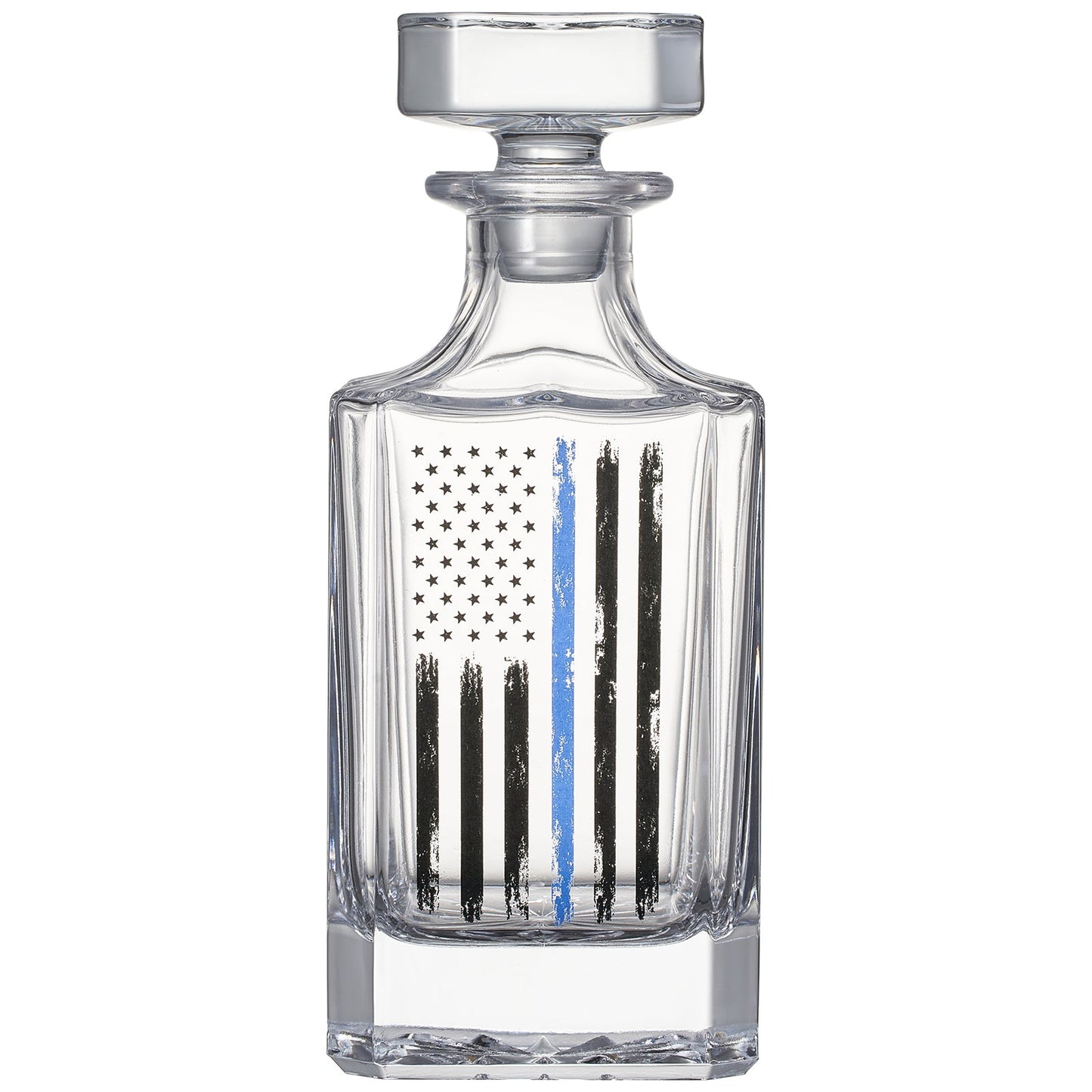 Police Tactical American Flag Whiskey Decanter Gift Set | 730mL Decanter 2 Whiskey Glass |