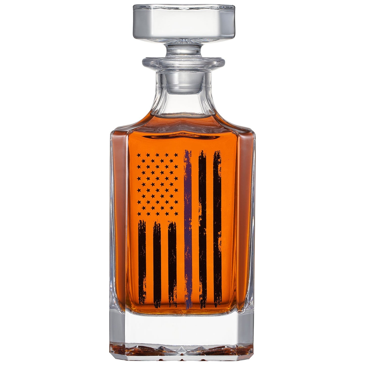 Police Tactical American Flag Whiskey Decanter Gift Set | 730mL Decanter 2 Whiskey Glass |