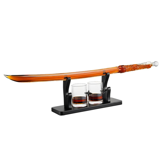Samurai Sword Whiskey & Wine Decanter - 13.5OZ Liquor with 2 Ninja Star 10oz Glasses