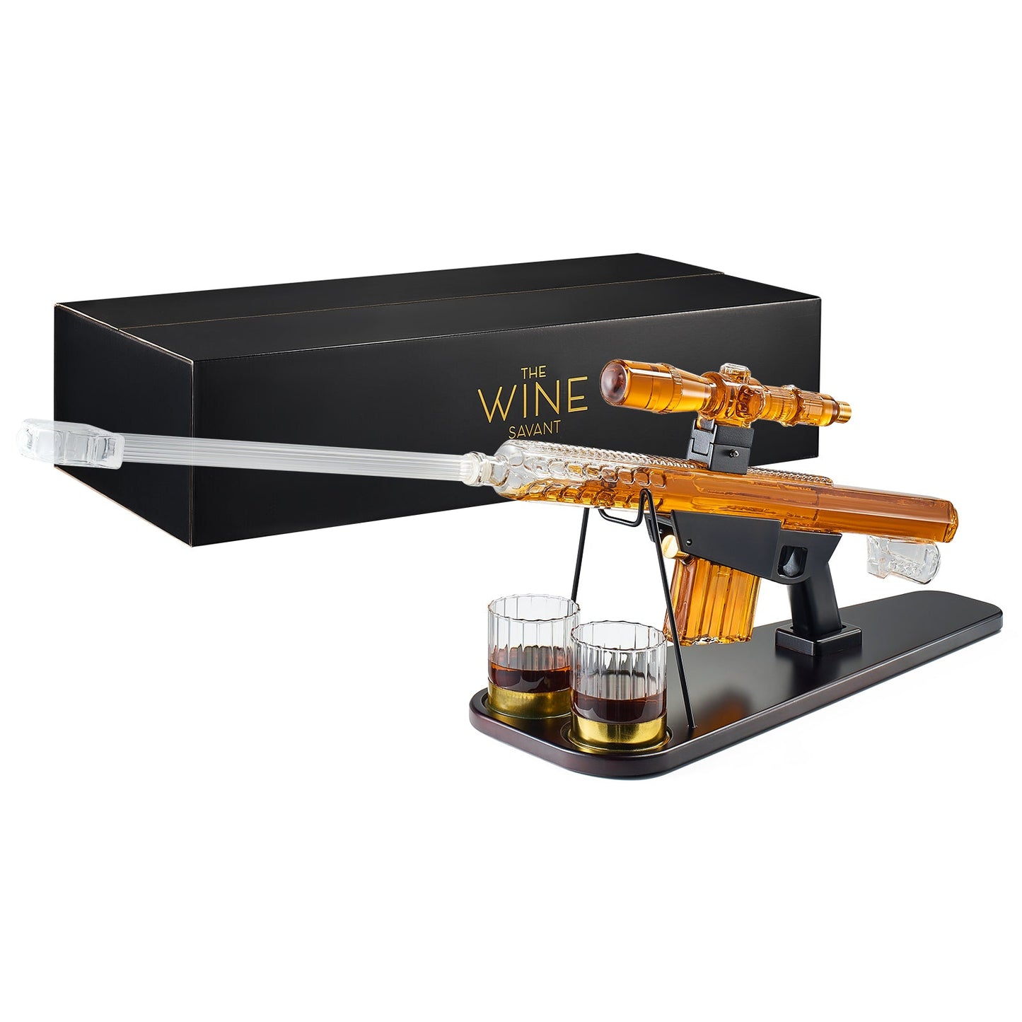Whiskey Decanter Set - Sniper Liquor Decanter, Silencer Stopper - ml & 2 12oz Glasses