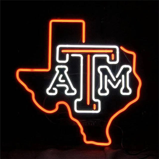 Texas Map with ATM Neon Signs Light