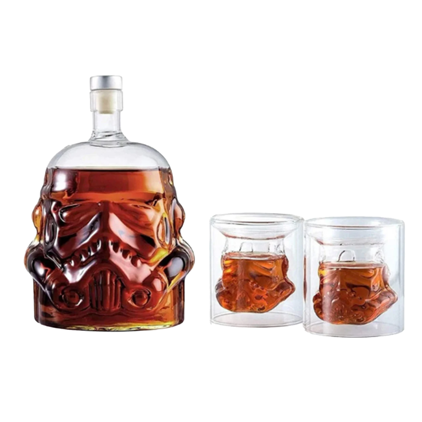 Transparent Whiskey Decanter Set Bottle with 2 Wine Glasses 150ml
