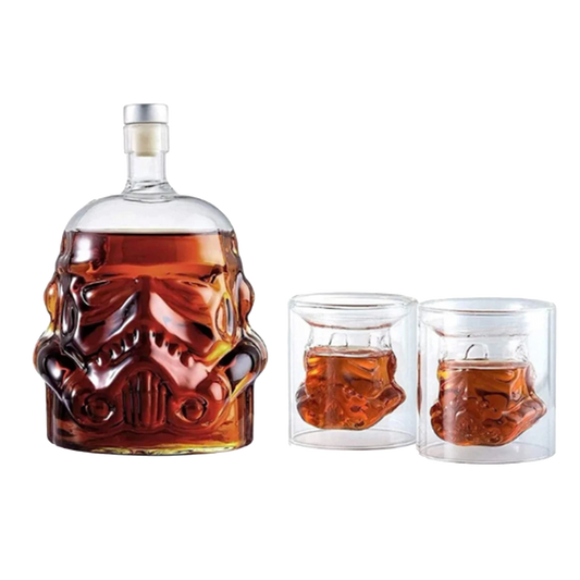 Transparent Whiskey Decanter Set Bottle with 2 Wine Glasses 150ml