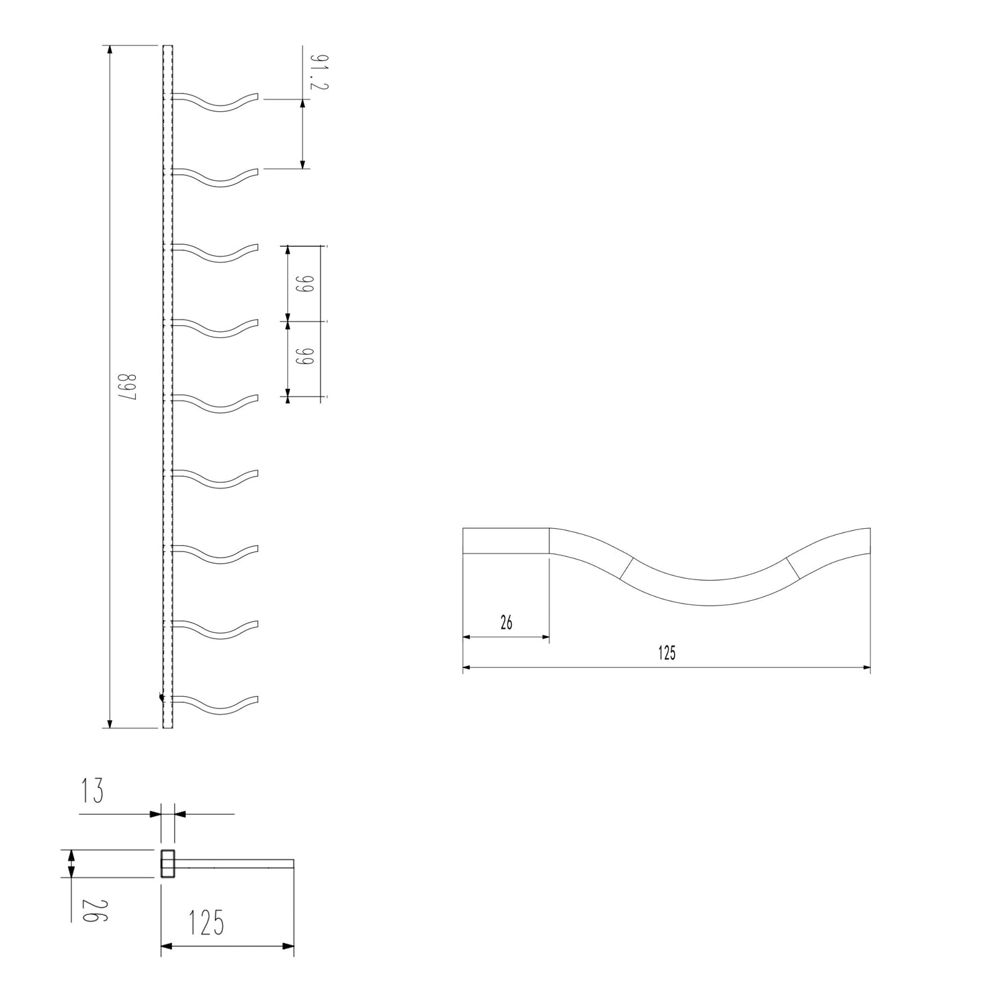 Wall Mounted Metal Wine Racks C-Type